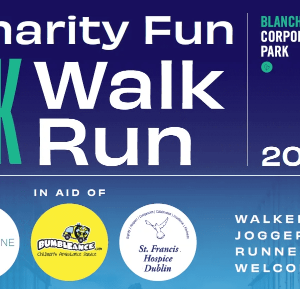 Info graphic with details on the 2026 Blanchardstown Corporate Park 5K Charity Fun Run